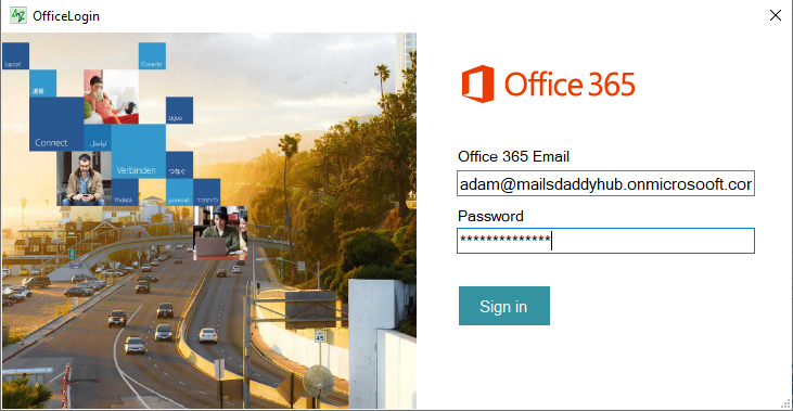 Office 365 Login Window
